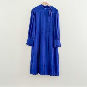 Chelsea28 Size XL Long Sleeve Button Tie Neck Blue Dress